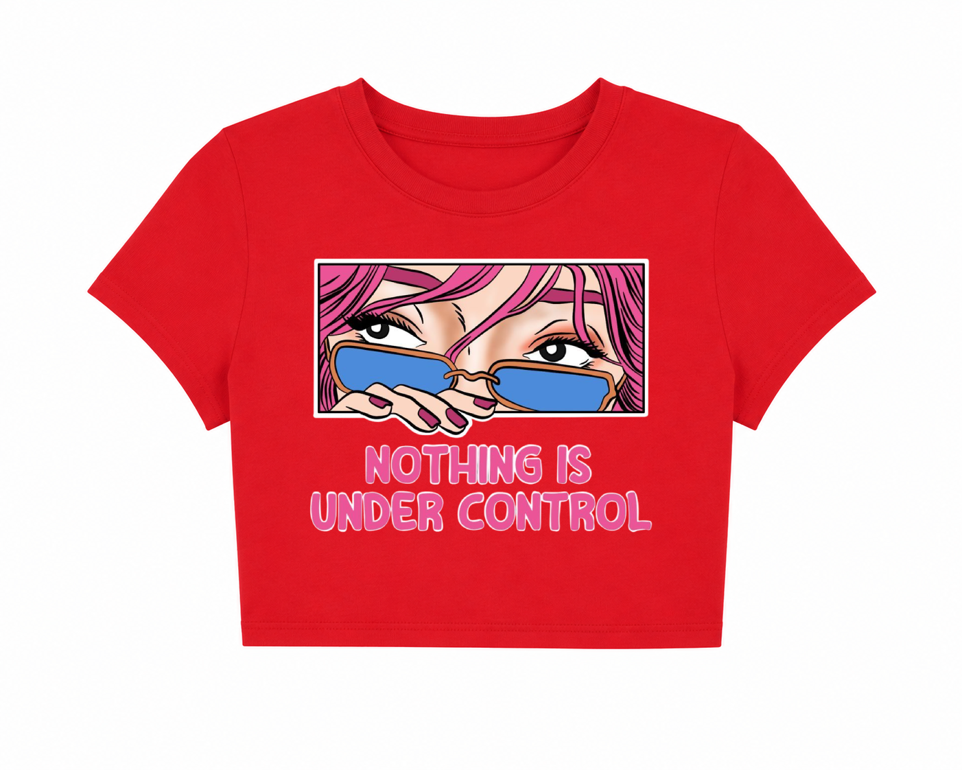 Nothing Is Under Control Graphic Women’s Crop Top | Royal Blue Casual Printed Crop Tee