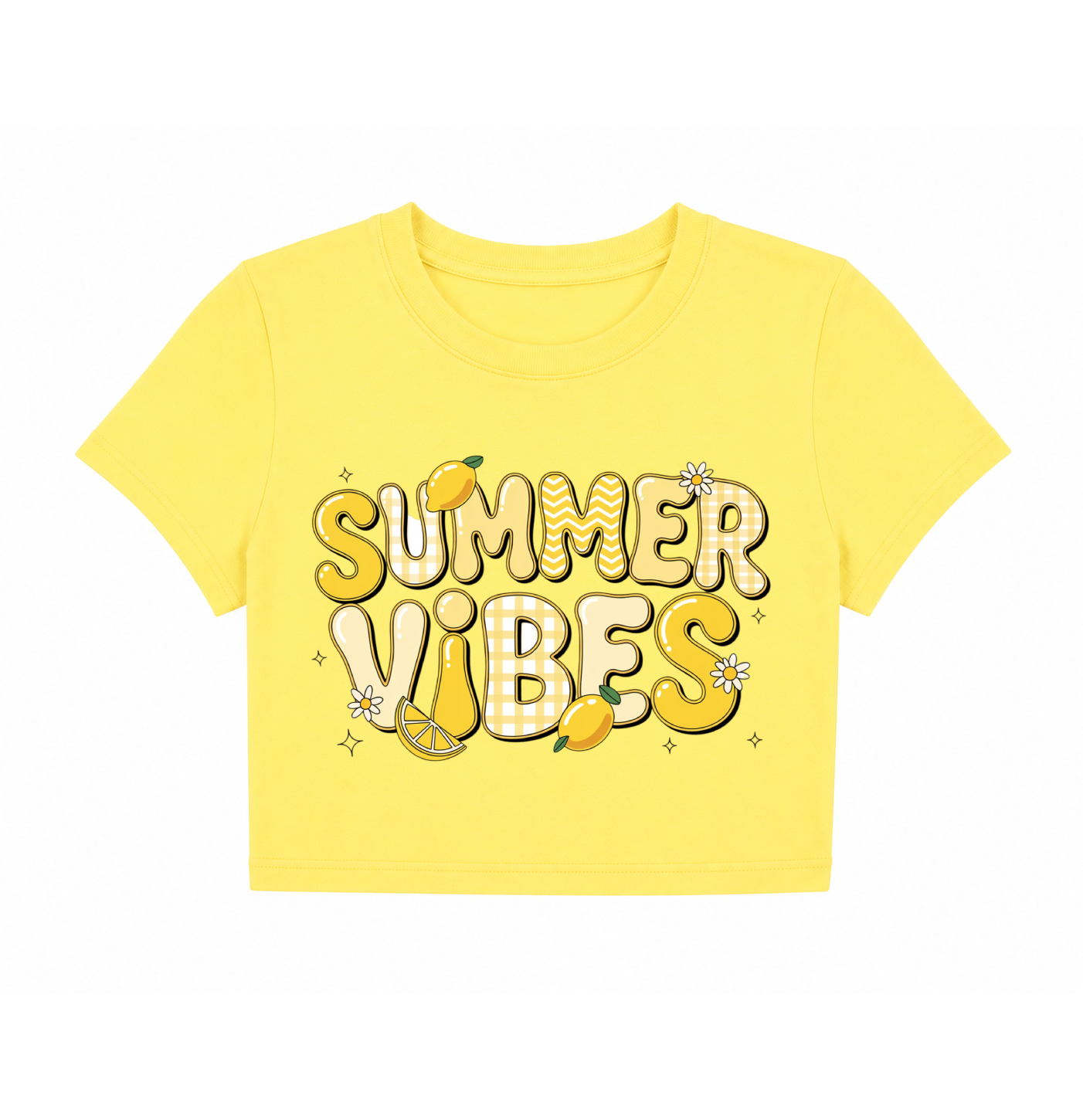 "Summer Vibes" Red Lemon Graphic Crop Top