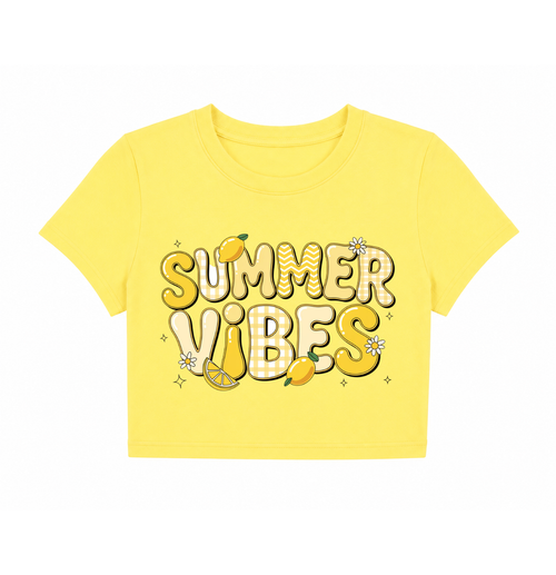 "Summer Vibes" Red Lemon Graphic Crop Top