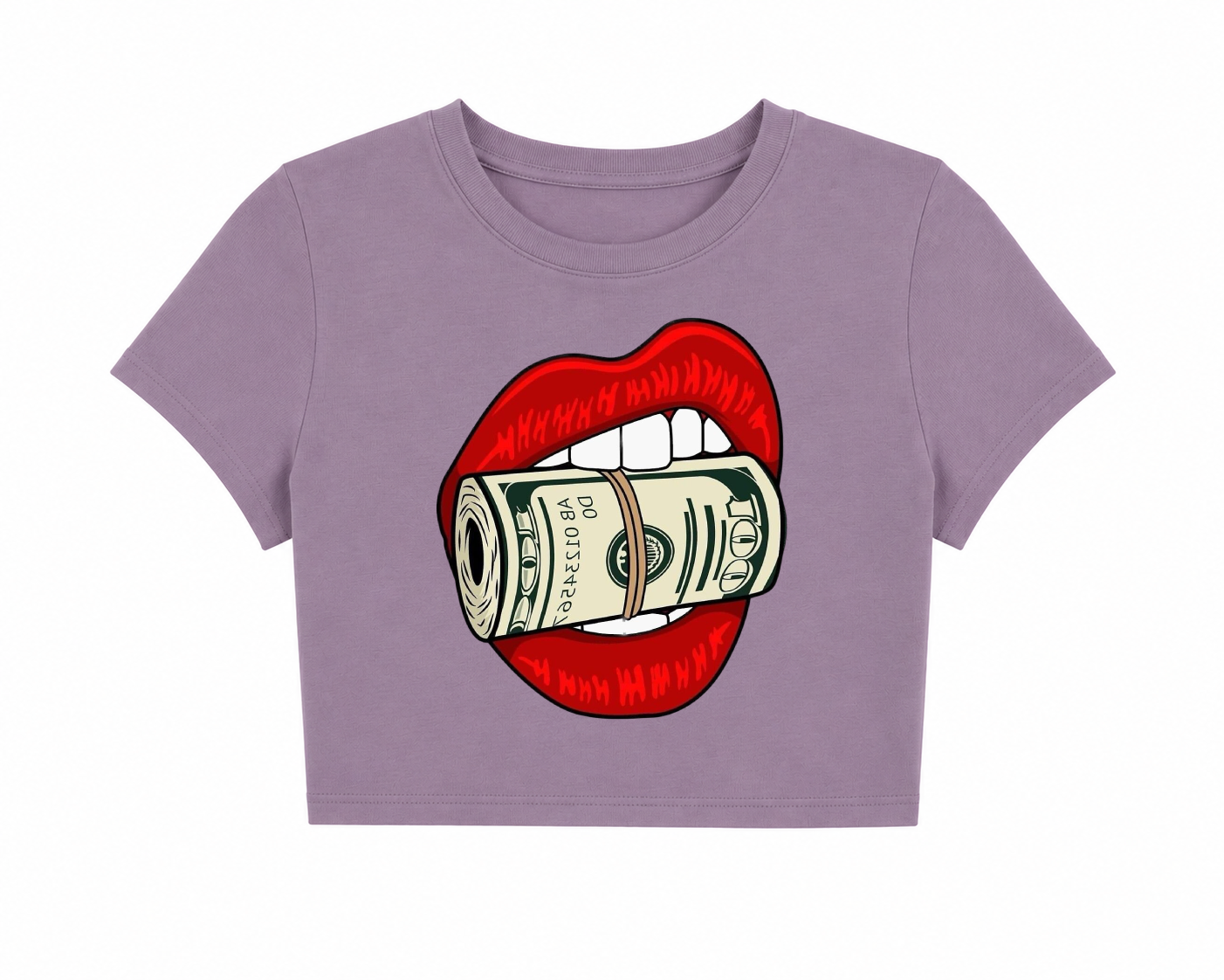 Money Lips Graphic Print Women’s Crop Top T-Shirt | Trendy Pop Art Cropped Tee