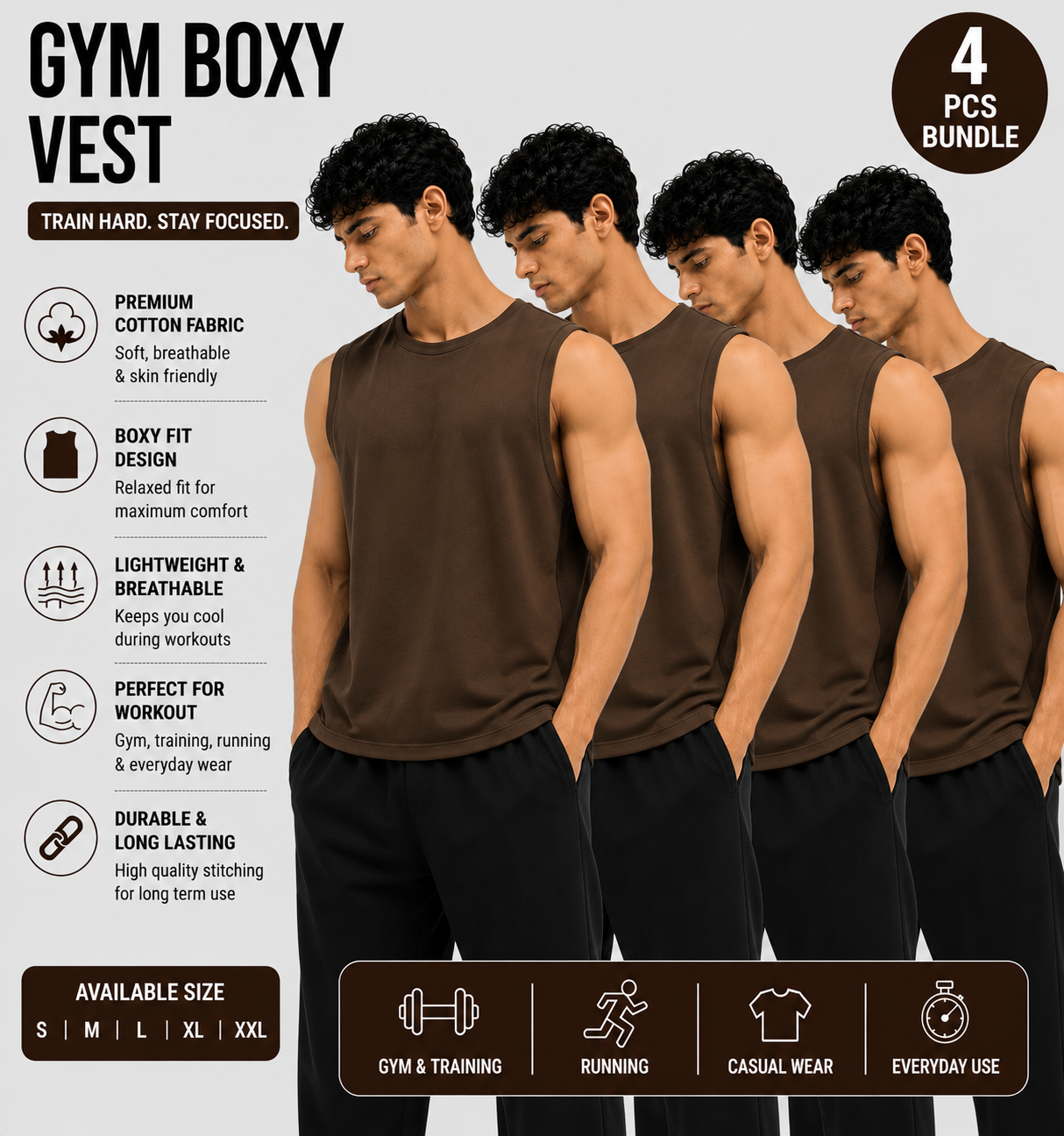 Men's Gym Vest | Premium Cotton Sleeveless Tank Top | Lightweight Workout & Training Wear