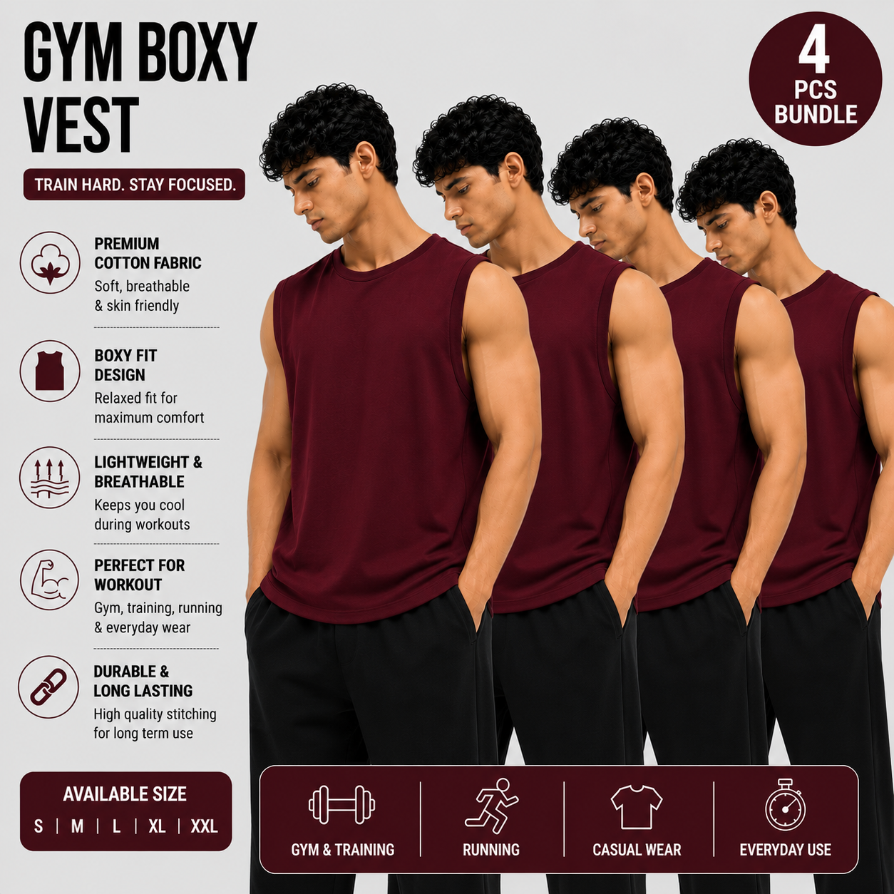 Men's Gym Vest | Premium Cotton Sleeveless Tank Top | Lightweight Workout & Training Wear