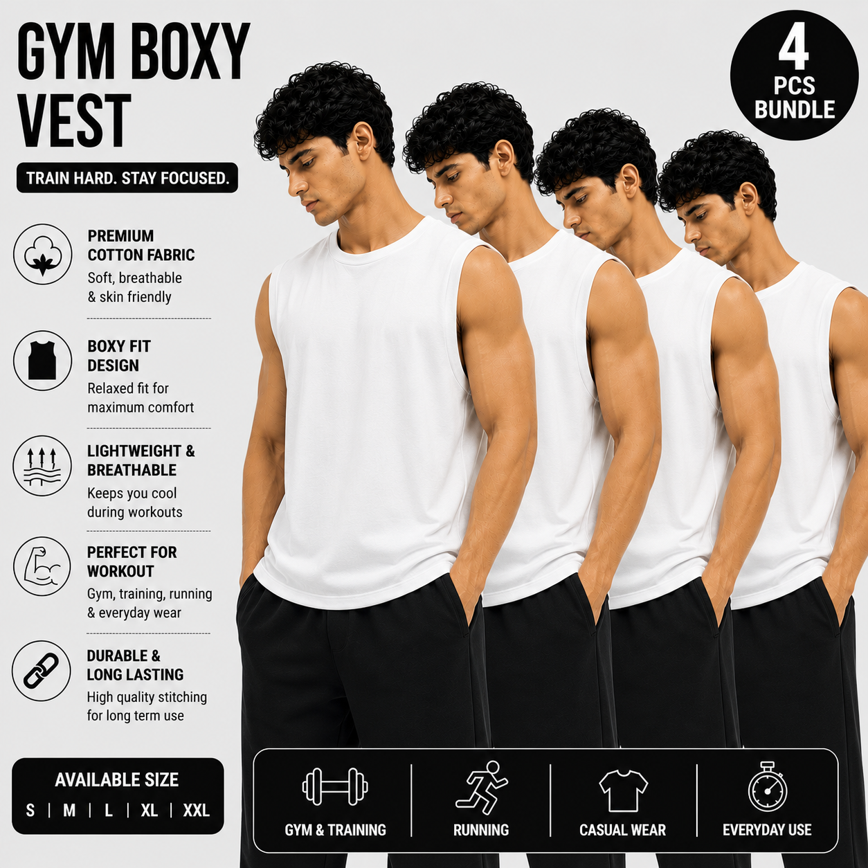 Men's Gym Vest | Premium Cotton Sleeveless Tank Top | Lightweight Workout & Training Wear