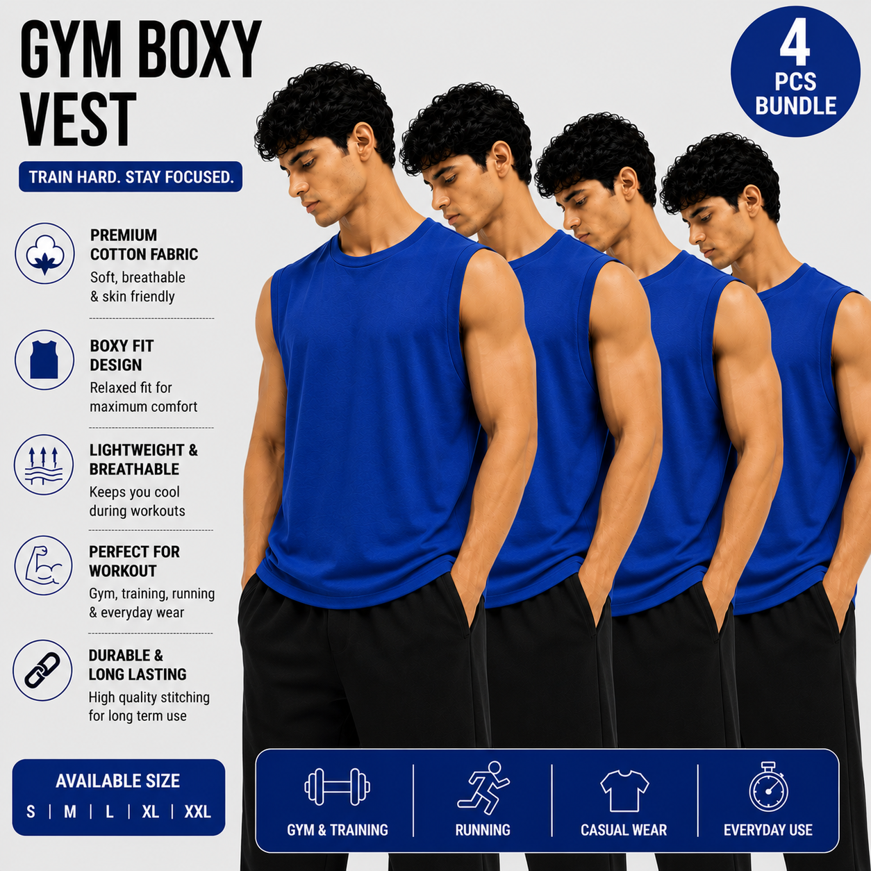 Men's Gym Vest | Premium Cotton Sleeveless Tank Top | Lightweight Workout & Training Wear