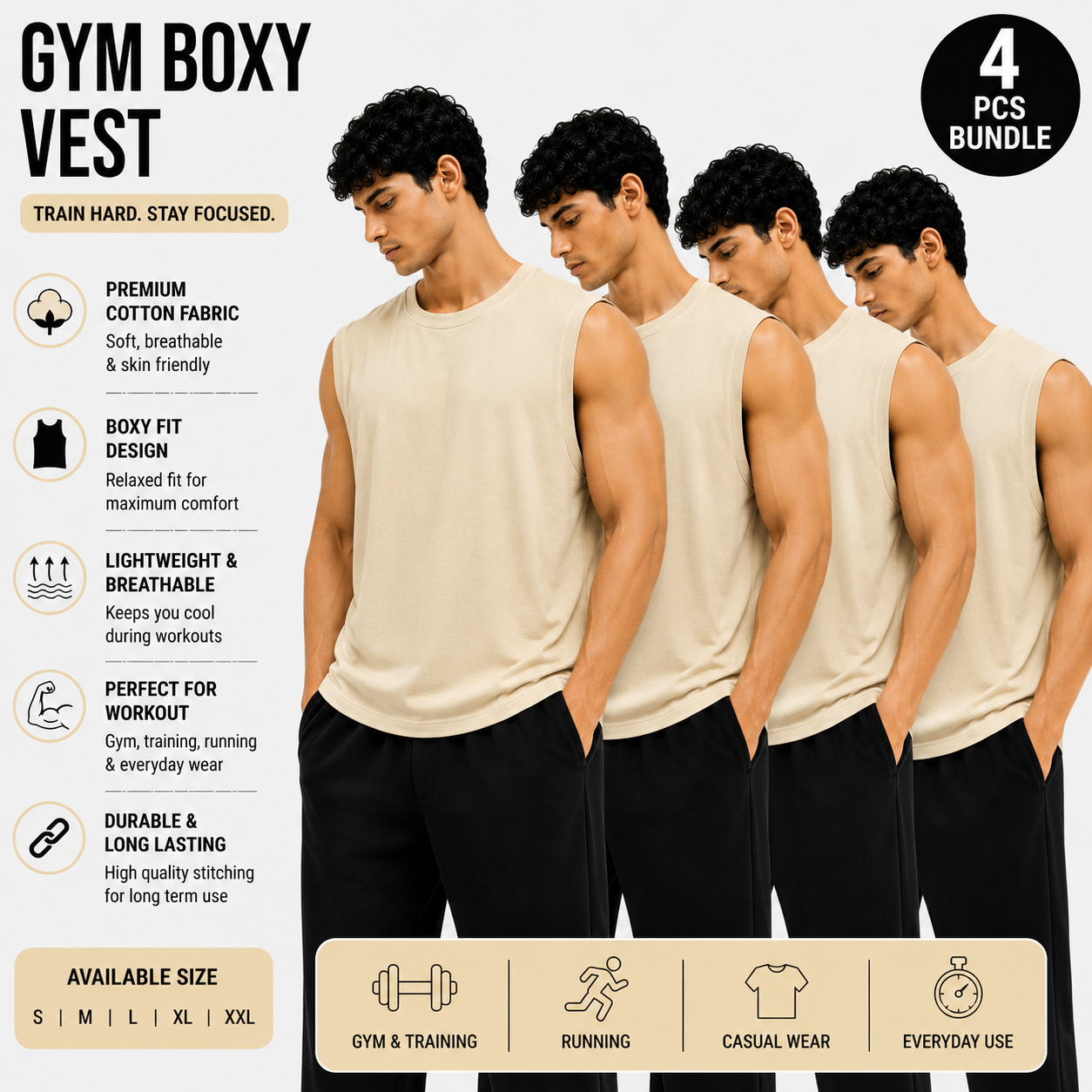 Men's Gym Vest | Premium Cotton Sleeveless Tank Top | Lightweight Workout & Training Wear