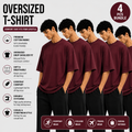 Pack of 4 Black Oversized T-Shirts | Premium Cotton | Drop Shoulder Unisex Fit | Everyday Wear Combo