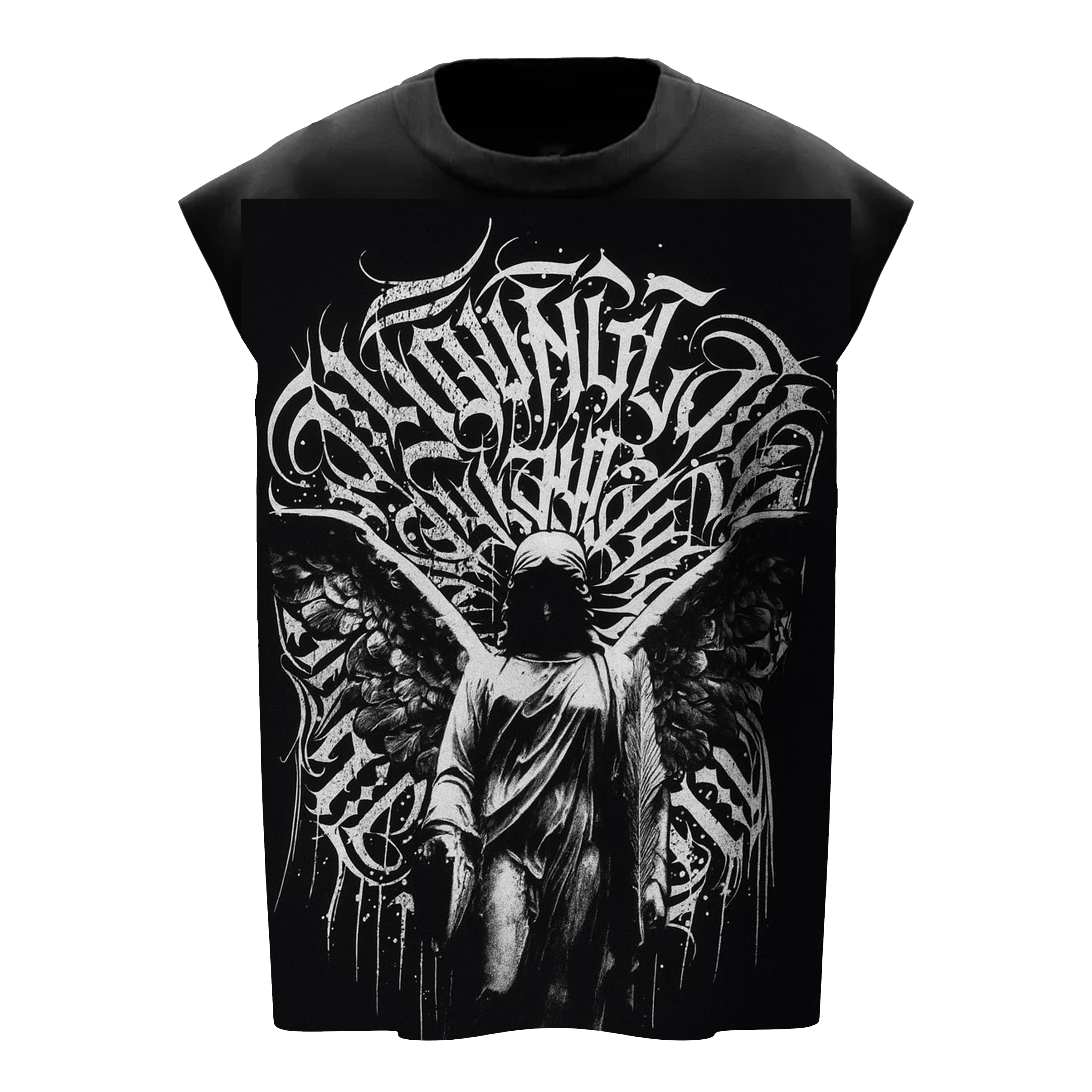 Dark Angel Graffiti Graphic Boxy Gym Vest | Oversized Streetwear Sleeveless Tee