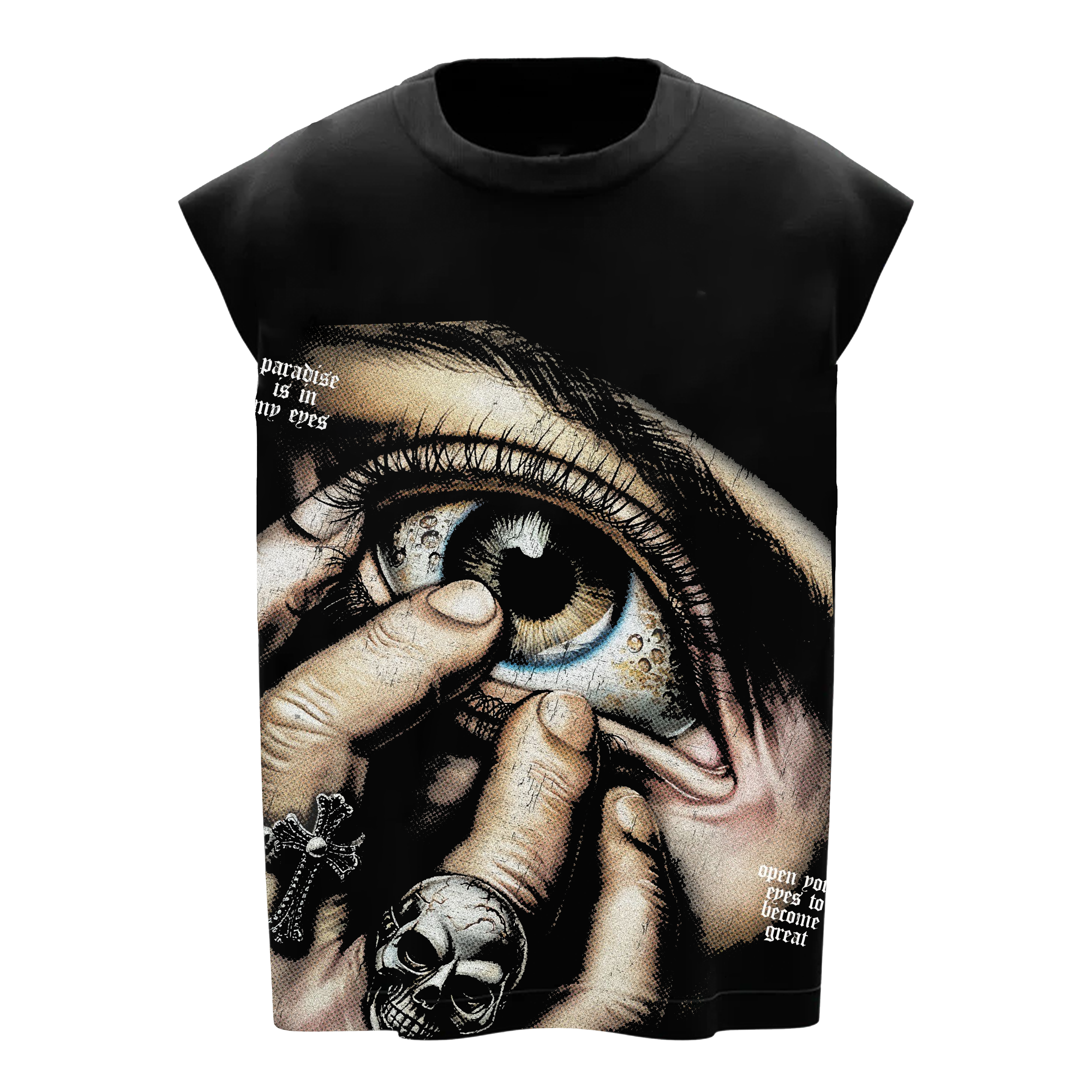 Paradise Is In Your Eyes Graphic Gym Vest | Oversized Sleeveless Streetwear Vest