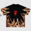 Bleeding Heart Zombie Graphic Oversized T-Shirt - Horror Streetwear