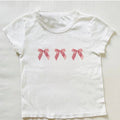 White 3 Bow Printed Crop Top for Women