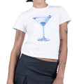 White Wine Glass Printed Crop Top for Women