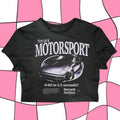Savant Motorsport Vintage Car Crop Top - Black Graphic Tee