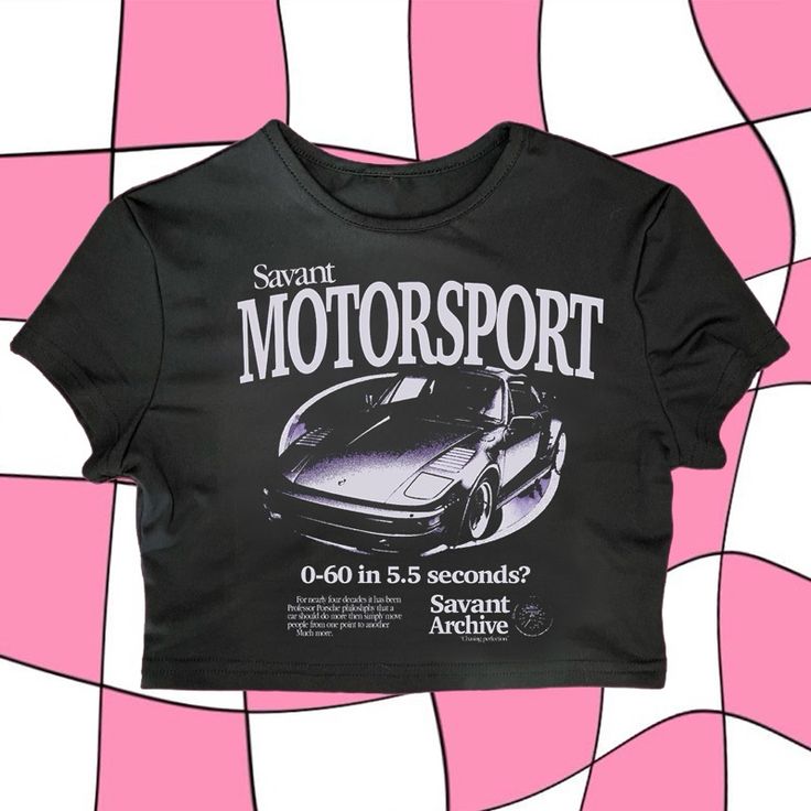 Savant Motorsport Vintage Car Crop Top - Black Graphic Tee