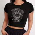 Stardust Soul Celestial Crop Top - Black Graphic Tee