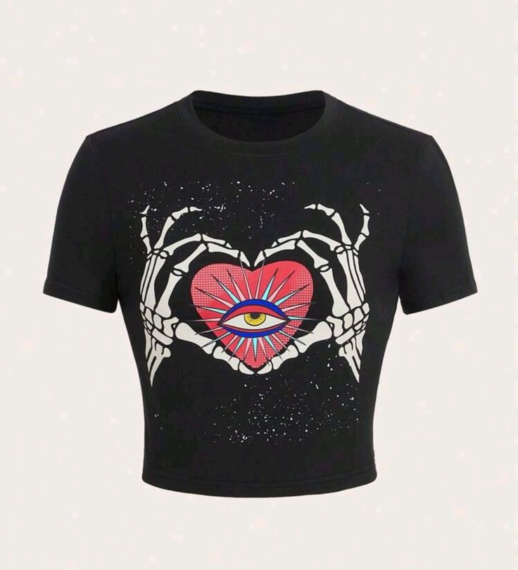 Cyber Y2K Cross Star Crop Top - White Grunge Graphic Tee