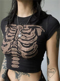 Vintage Skeleton Rib Cage Women's Crop Top | Gothic Aesthetic Graphic Tee