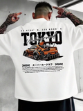 "Tokyo Underground" Graphic Oversized White Unisex T-Shirt