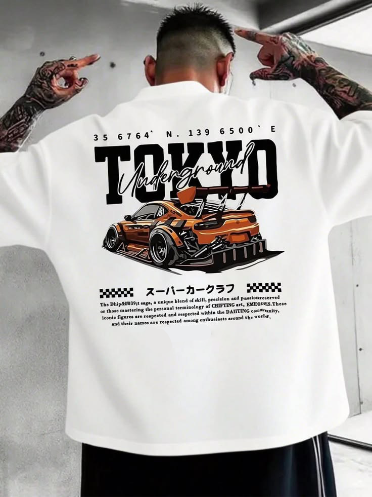 "Tokyo Underground" Graphic Oversized White Unisex T-Shirt