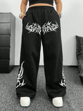 Tribal Graphic Print Black Baggy Joggers | Streetwear