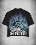 Valley "No Risk, No Future" Graphic Oversized Black Unisex T-Shirt
