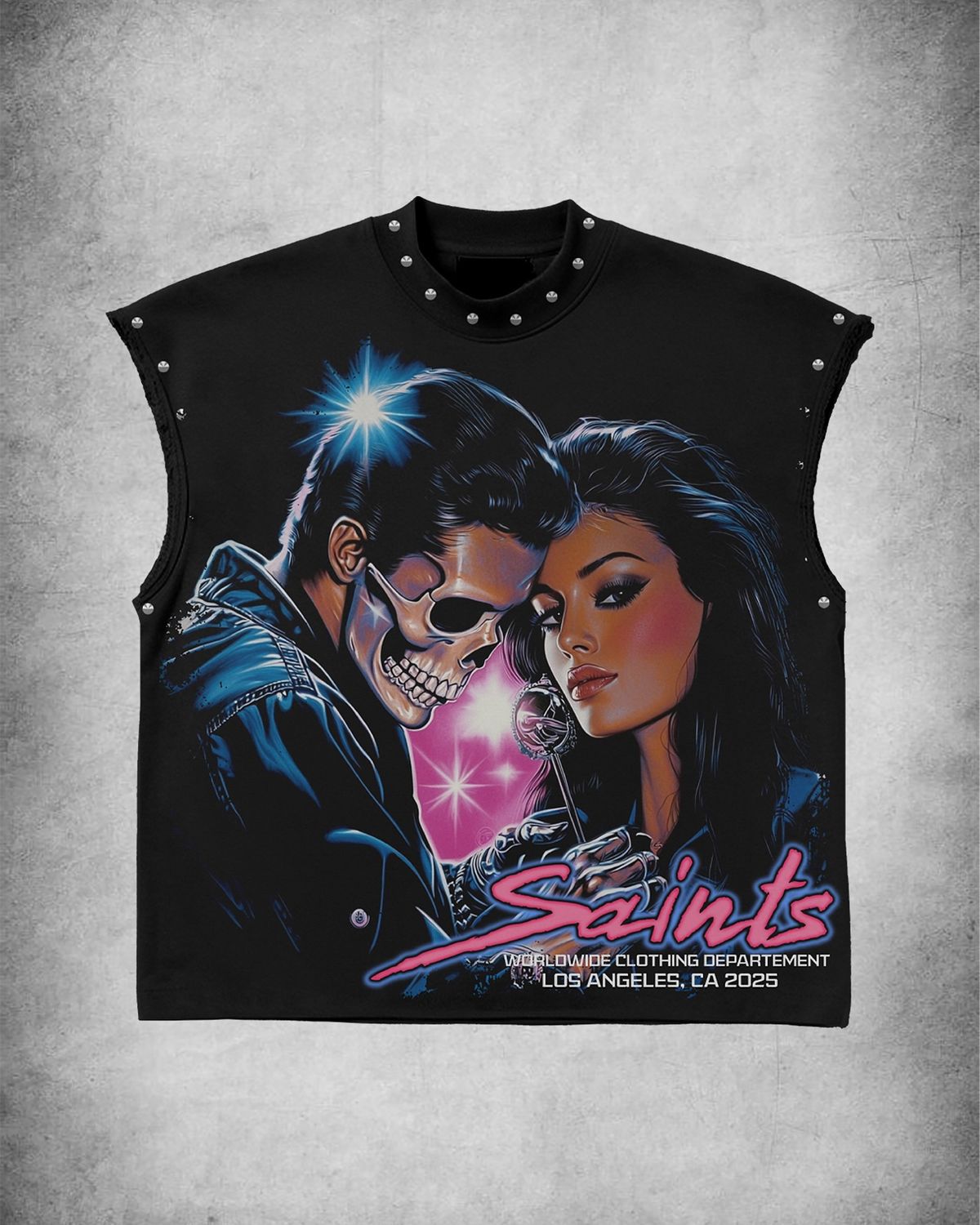 Saints Romantic Skull Graphic Sleeveless Shirt | Urban Streetwear