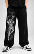 Gothic Sword Warrior Graphic Print Black Joggers | Streetwear