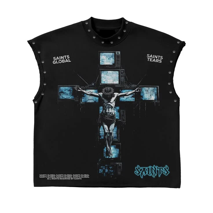 Saints Global Television Cross Graphic Sleeveless Shirt | Urban Streetwear