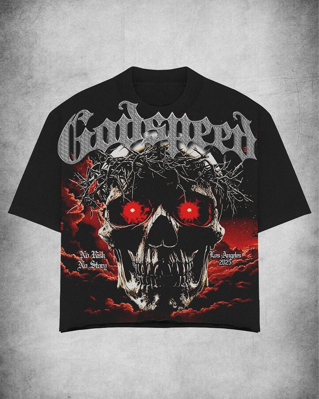 Godspeed Skull Oversized T-Shirt | Gothic Streetwear Graphic Tee
