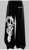 "Dragon & Sword" Graphic Oversized Black Sweatpants