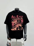 All Eyez On Me Black Oversized Graphic Tee - Cyber Horror Streetwear