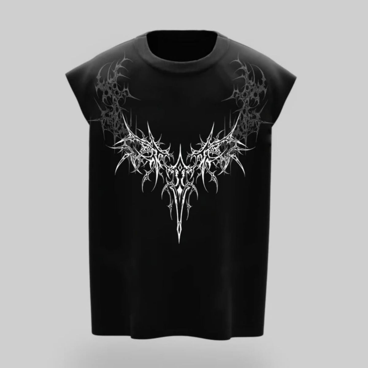 Abstract Cyber Sigilism Wing Graphic Gym Vest – Black Muscle Tank