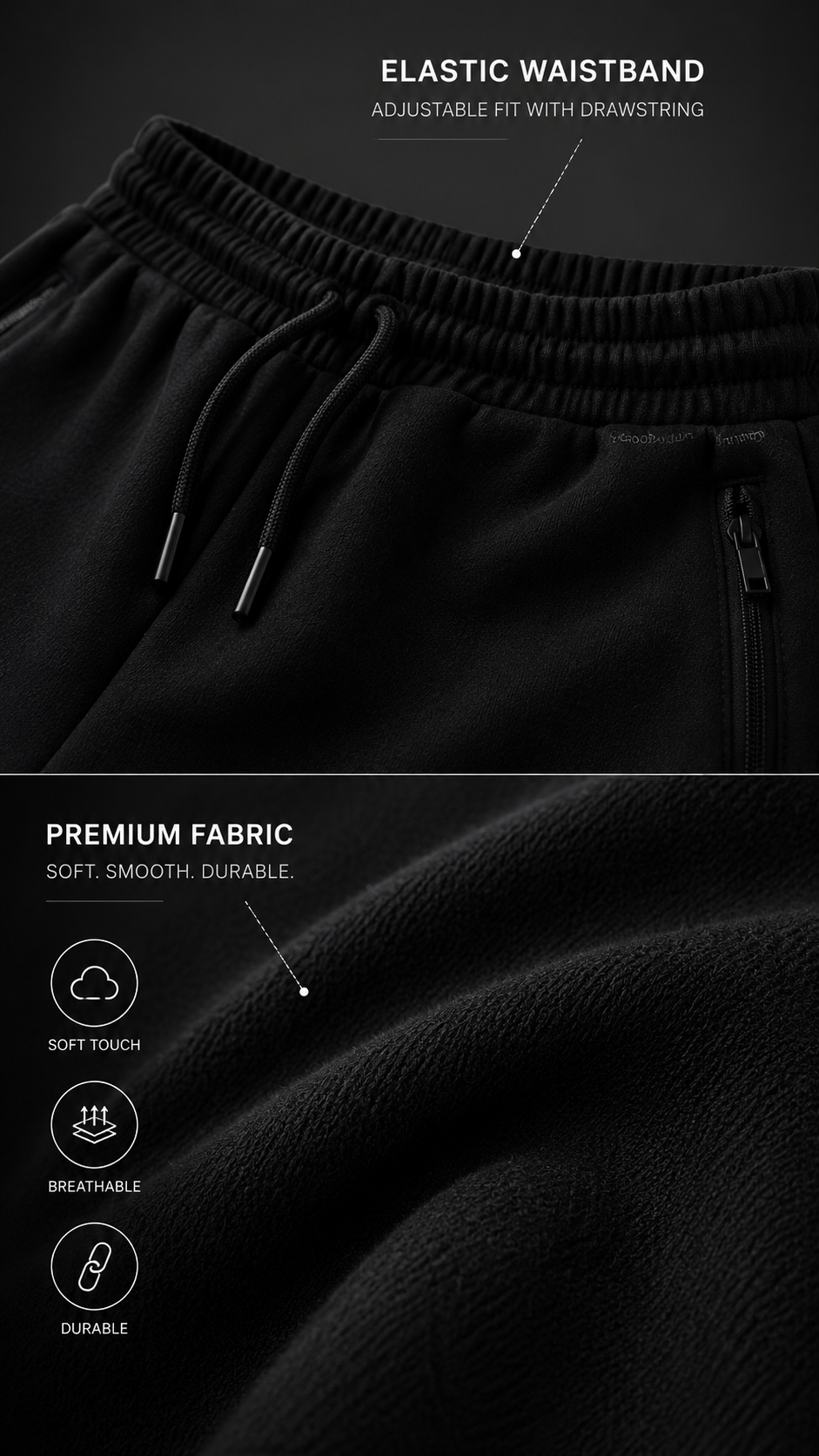 Black Premium Relaxed Fit Jogger for Men | Concealed Zip Pockets | Shubhovastra