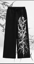 "Abstract Tribal" Gothic Graphic Oversized Black Sweatpants