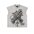 Rosemary Saints Global Praying Hands Muscle Tee – Light Gray