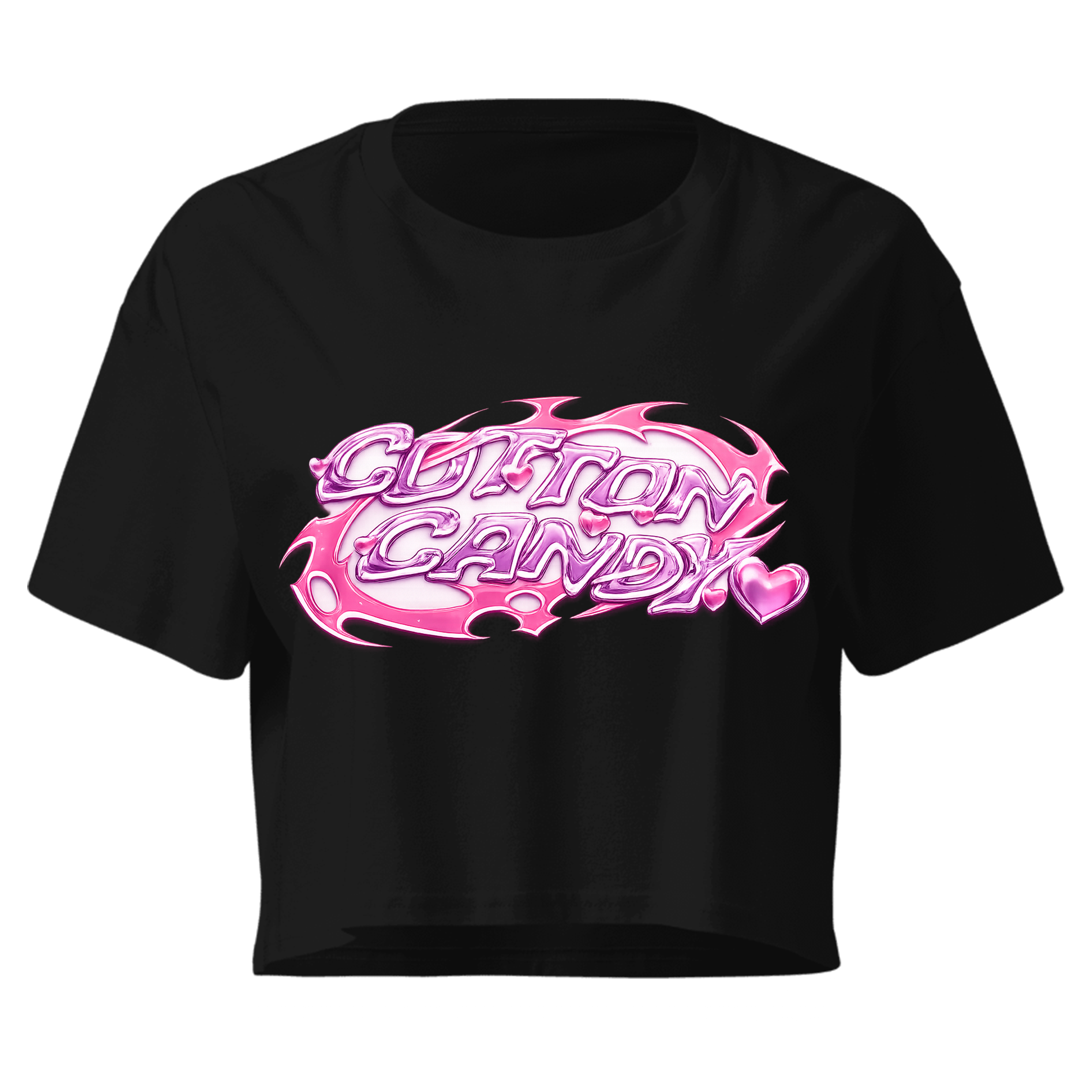 Cotton Candy Graphic Women's Crop Top | Y2K Aesthetic Black Baby Tee