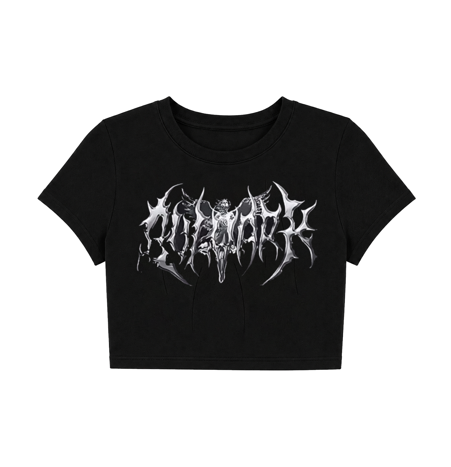 Y2K Vintage Angel Wings Heart Crop Top - Black Grunge Graphic Tee