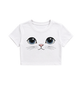 Cute Cat Face Crop Top for Women | Aesthetic Graphic Baby Tee