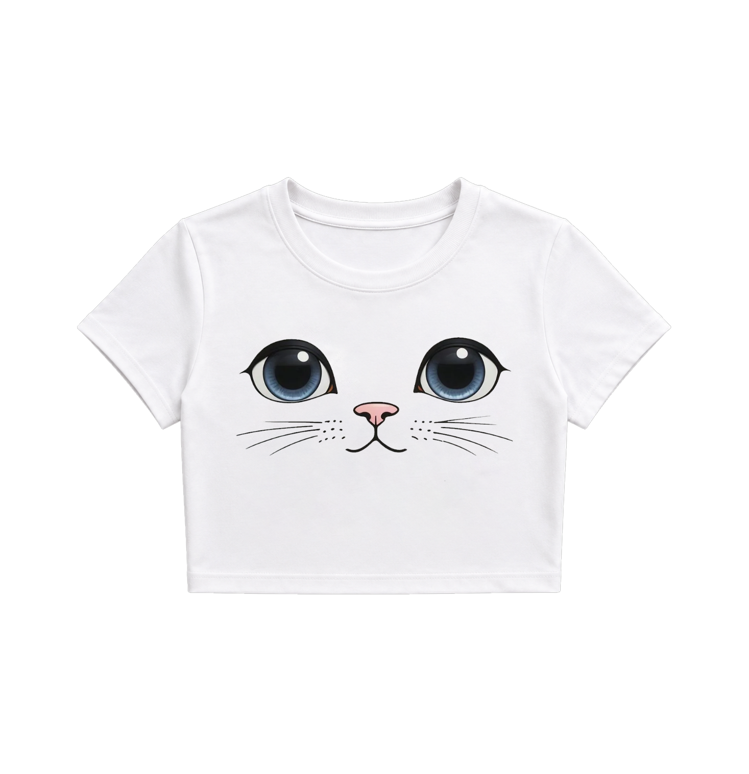 Cute Cat Face Crop Top for Women | Aesthetic Graphic Baby Tee