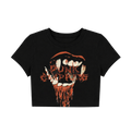 Gothic Vampire Fangs Crop Top - Black Punk Graphic Tee