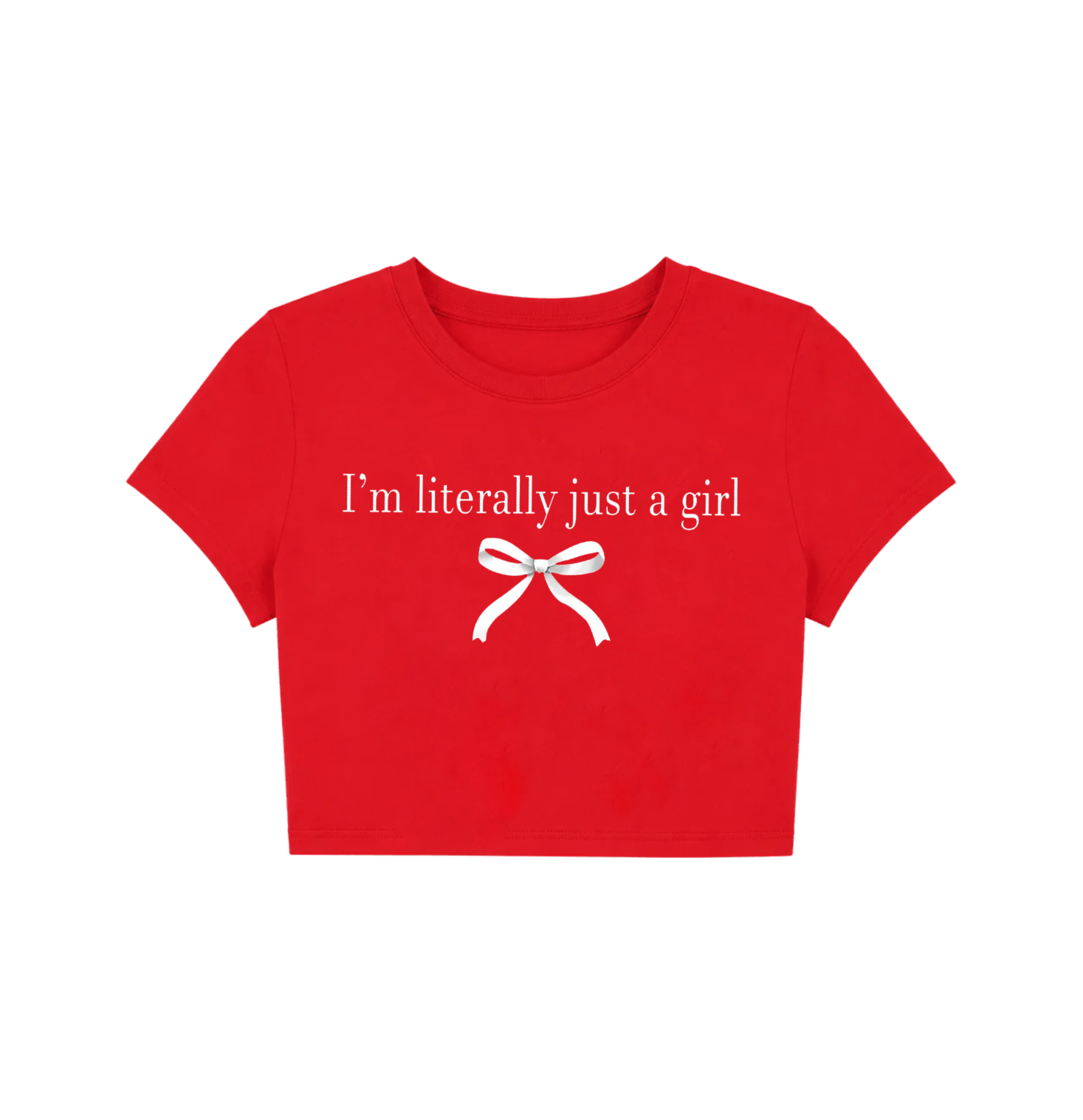 I'm Literally Just A Girl Graphic Baby Tee | Coquette Aesthetic Red Crop Top