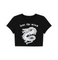 Y2K Gothic Chinese Dragon Crop Top - Black Graphic Tee
