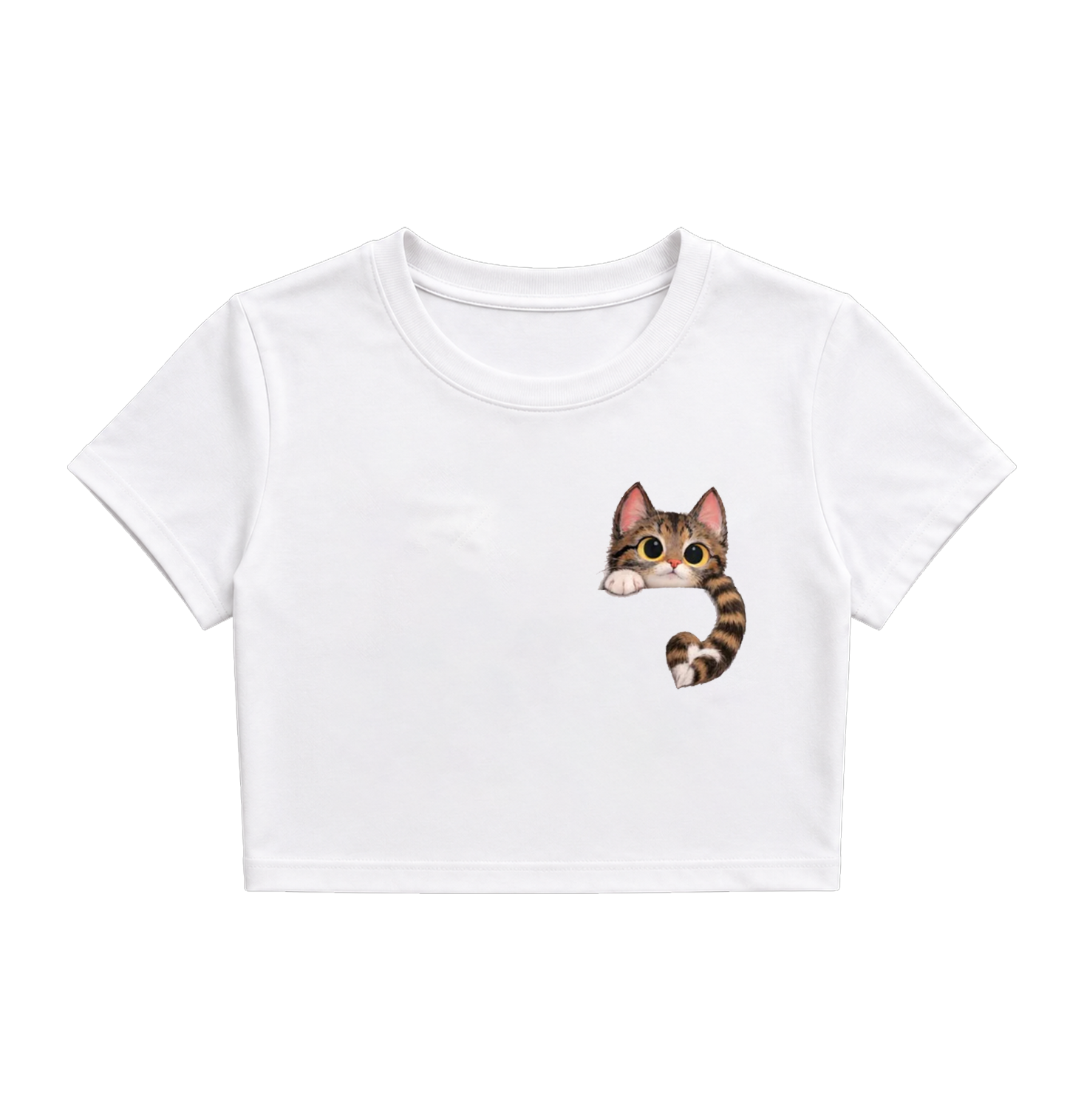 Cute Peekaboo Cat Graphic T-Shirt | Kawaii Kitten Pocket Print Tee