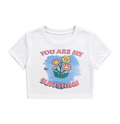 You Are My Sunshine Floral Crop Top - White Graphic Tee