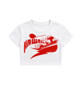 Retro Hawaii Surf Wave Crop Top - White & Red Graphic Tee