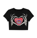 Cyber Y2K Cross Star Crop Top - White Grunge Graphic Tee