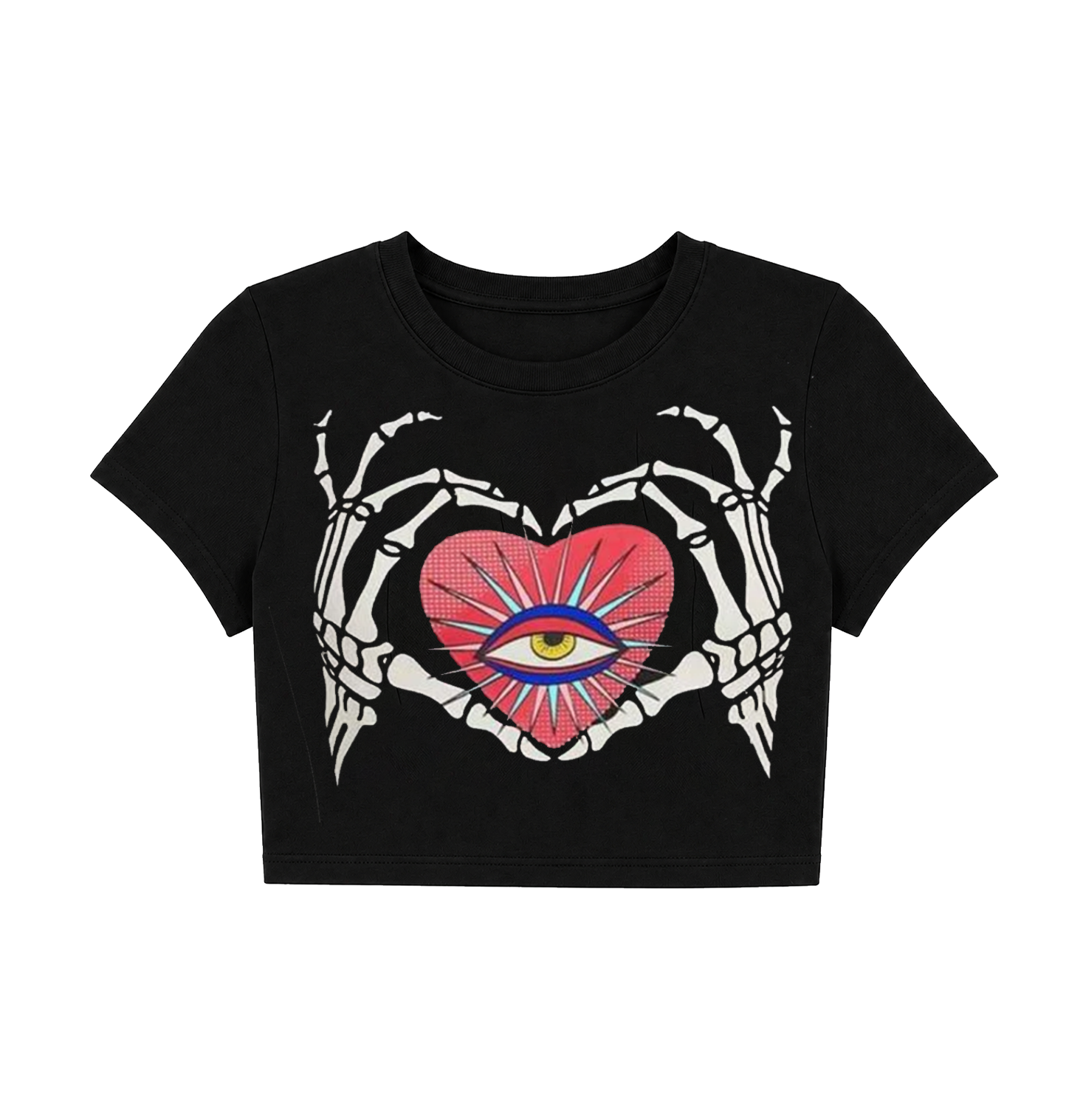 Cyber Y2K Cross Star Crop Top - White Grunge Graphic Tee