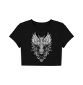 Gothic Winged Cross Crop Top - Black Grunge Graphic Tee