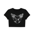 Grunge Winged Heart Crop Top - Black Gothic Graphic Tee