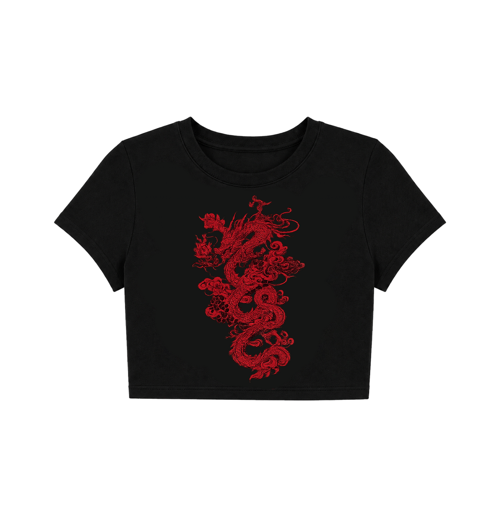 Cyber Y2K Lightning Bolt Skull Crop Top - Black Alt Graphic Tee