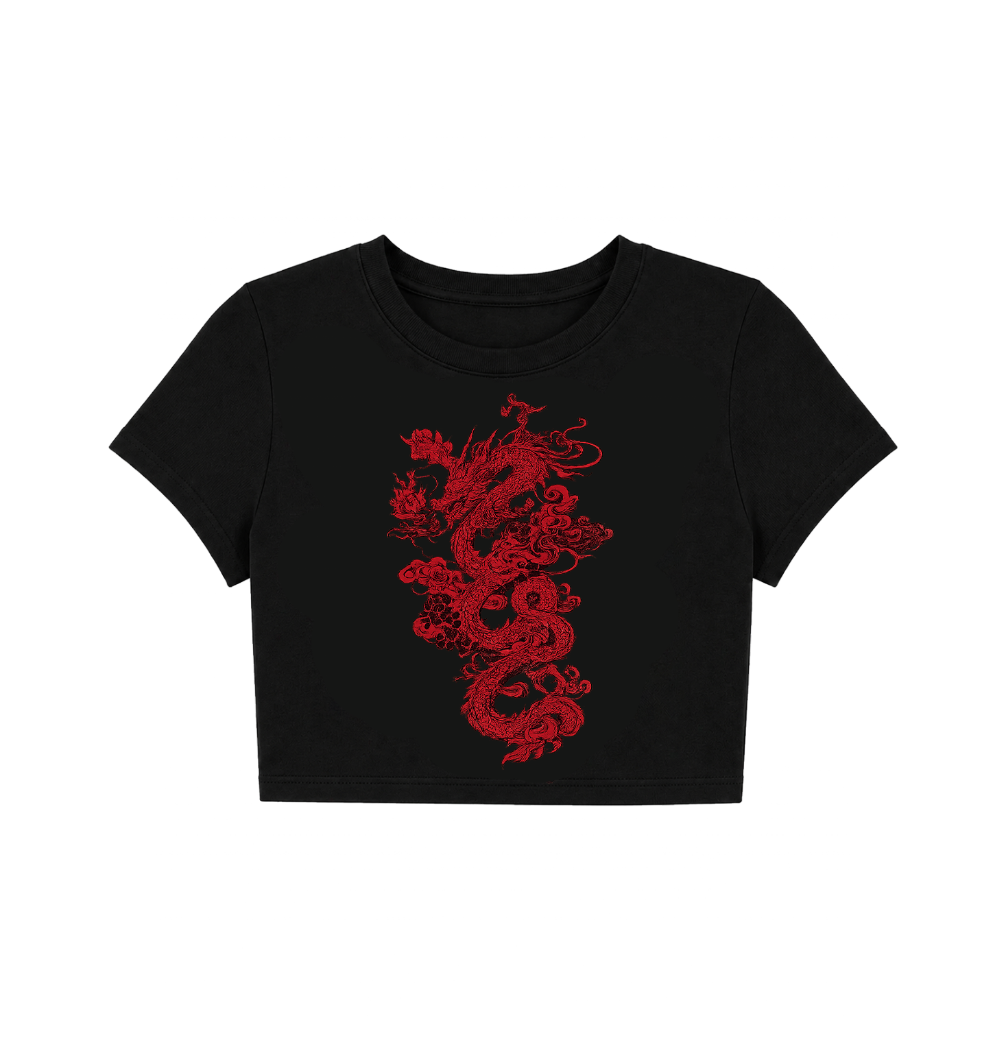Cyber Y2K Lightning Bolt Skull Crop Top - Black Alt Graphic Tee